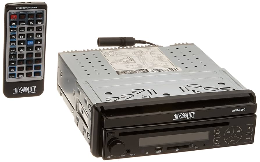 (未使用･未開封品)　Absolute DMR400 4-Inch In-Dash Receiver with DVD Player Flip Down Detachable Panel T feet Screen by Absolute tu1jdyt Amazon.com: Absolute DMR400 4-Inch In-Dash Receiver with DVD